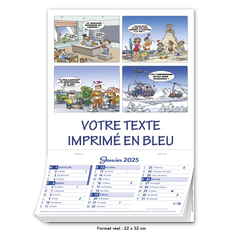 CALENDRIER 12 FEUILLETS HUMORISTIQUE